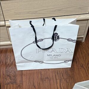 Prada White paper collectible shopping bag